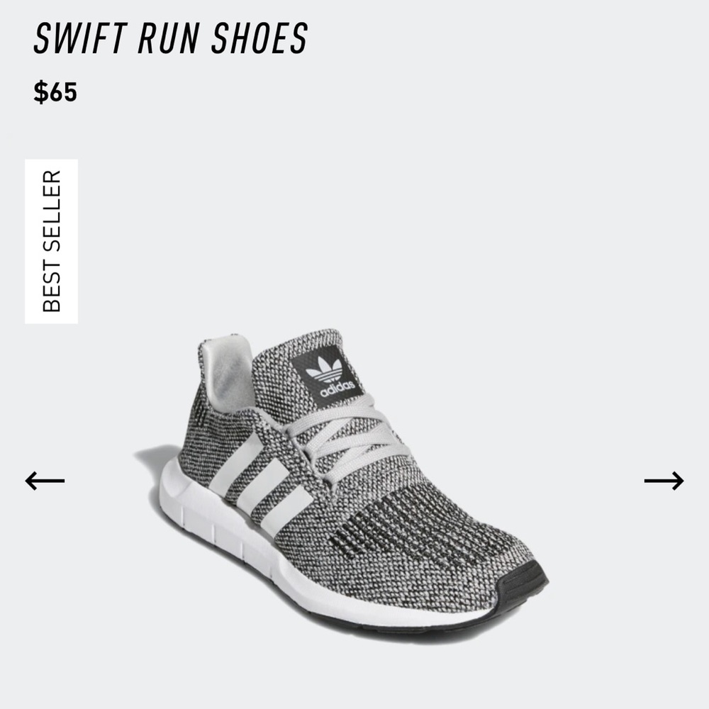 Adidas Originals Swift Run ortholite - gray knit/black/white; Great condition